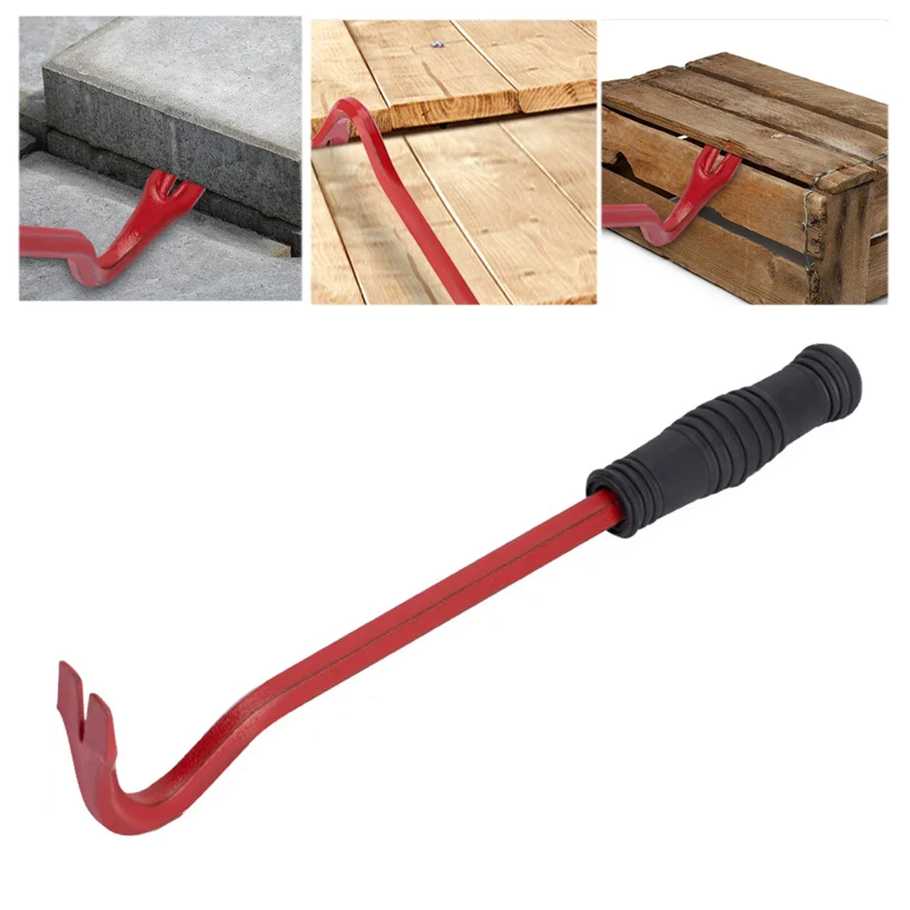 High Carbon Steel Small Angled Pry Bar Heavy Duty Short Pry Bar Wrecking Bar Nail Puller Remover With Grip Handle Hand Tools