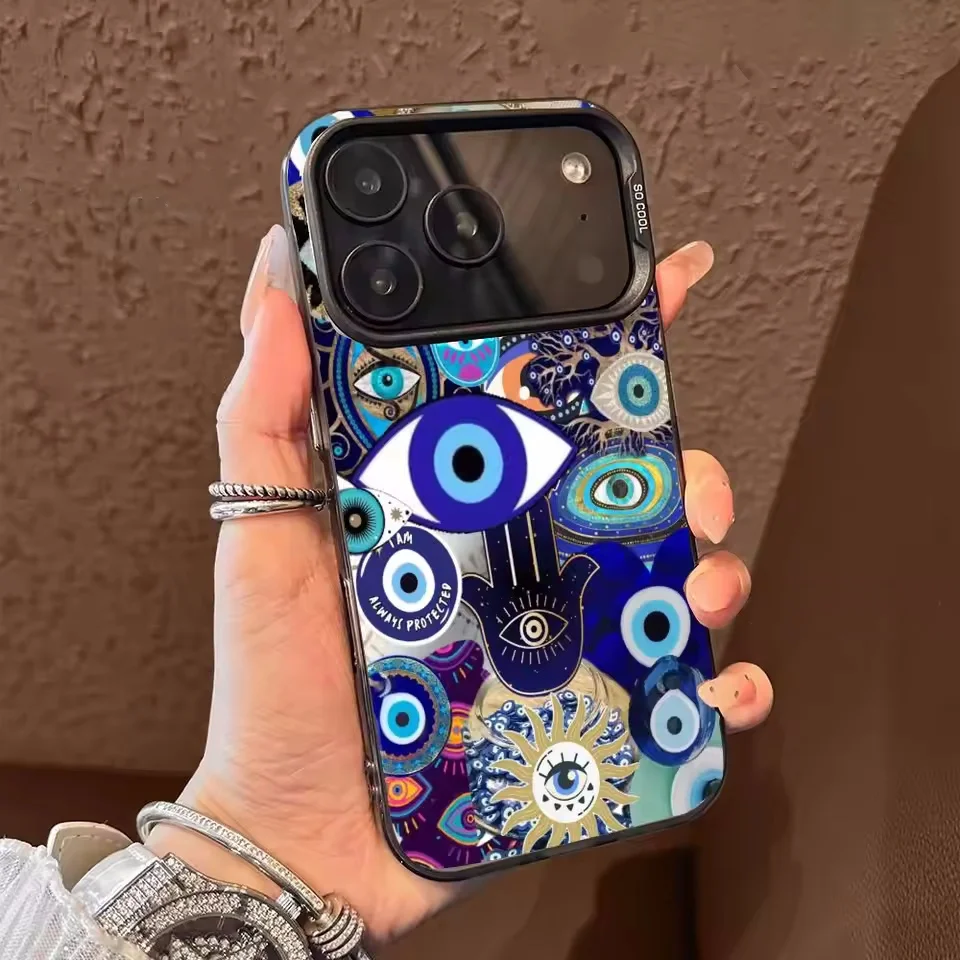 Coque de téléphone yeux maléfiques bleus, étui arrière antichoc anti-empreintes digitales pour iPhone 17 16 15 14 13 12 11 Pro Max 16E iphone Air