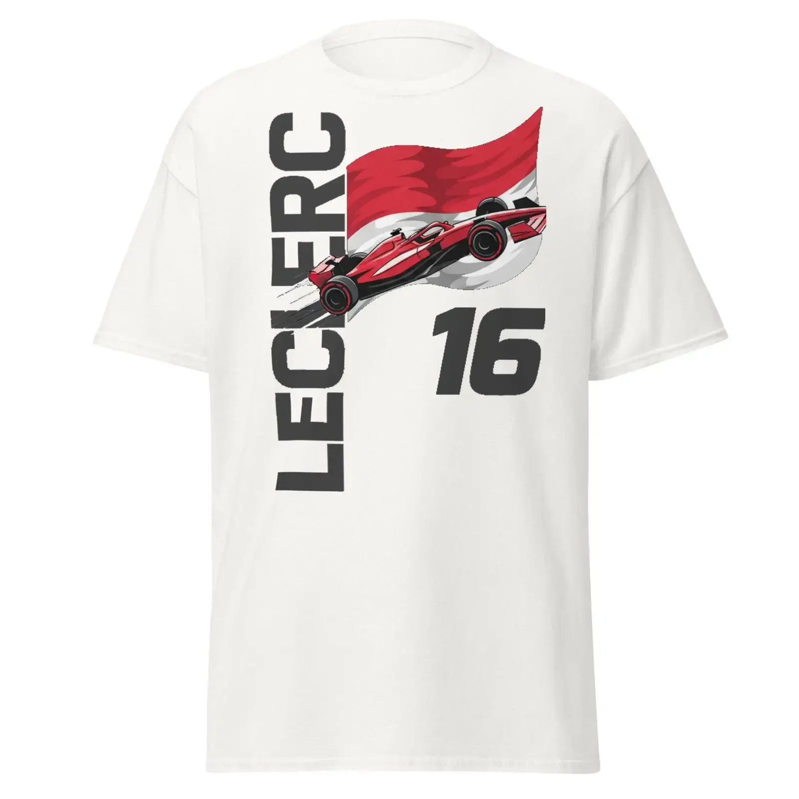 Leclerc 16 Motor Racing T Shirt Monaco Flag Motorsport Apparel for Fans vintage Washed Slightly Comfortable designer clothes