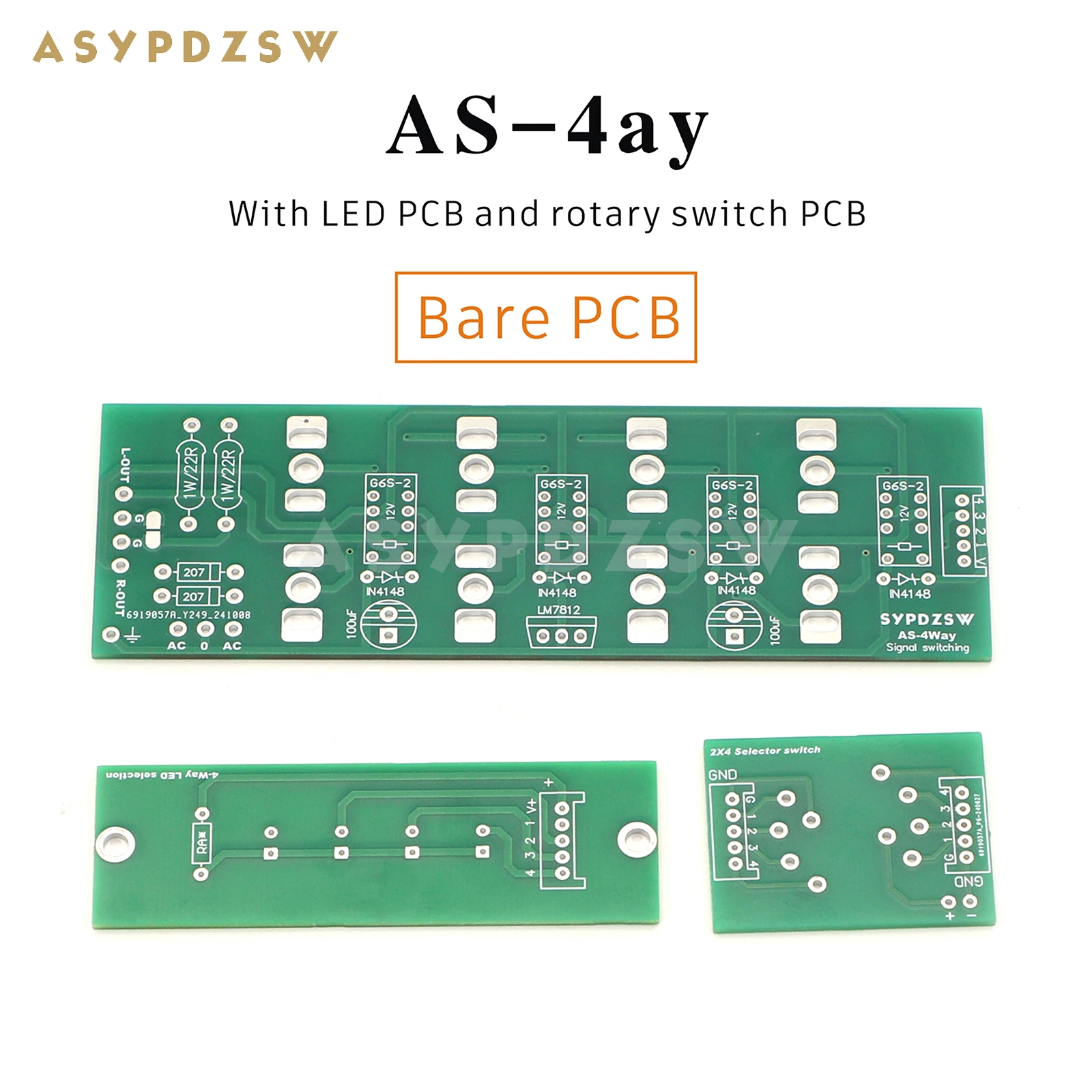 

AS-4Way General type RCA Preamplifier Audio signal input Manual switch Bare PCB