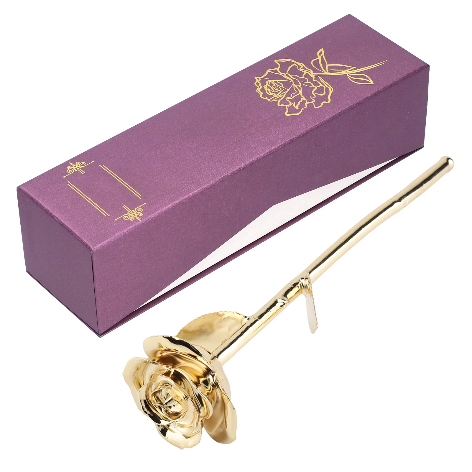 وردة حقيقية مطلية بالذهب عيار 24 قيراط لعيد الحب وردة ذهبية مع قاعدة لتزيين الهدايا لصديقتك