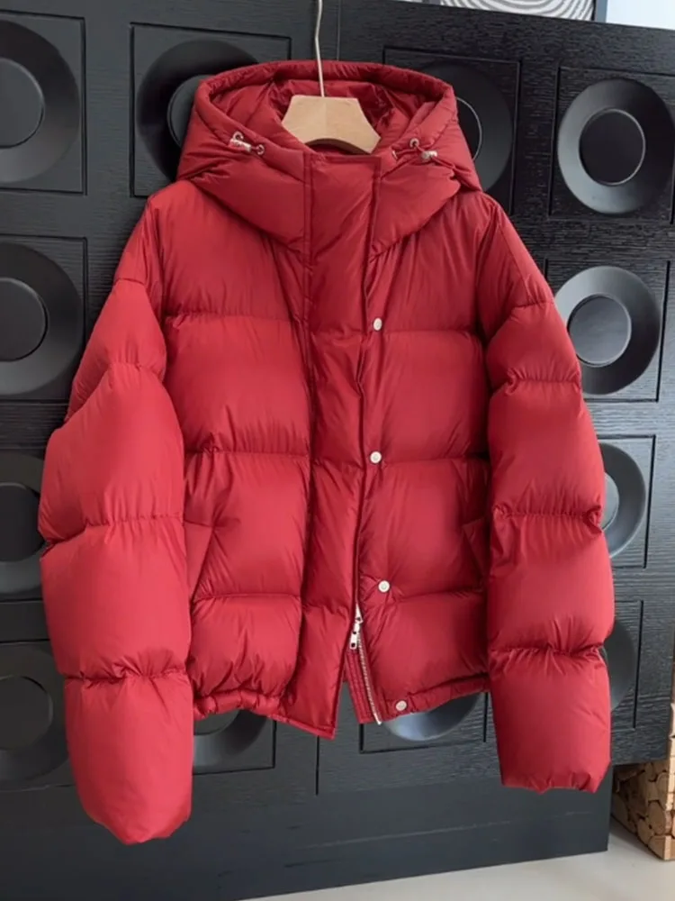 ファイオナブルレッドまたはパファージャケット レディース冬用アウター ブレッドスレ 韓国版 ティエンデッド ダウンコート ジッパー開閉