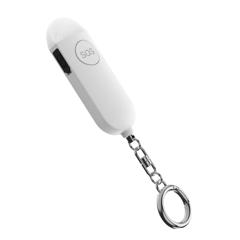 130dB Individual Alarm Keychain Safety Alarm with LED Light Rechargeable Locator for Students and Night Walkers