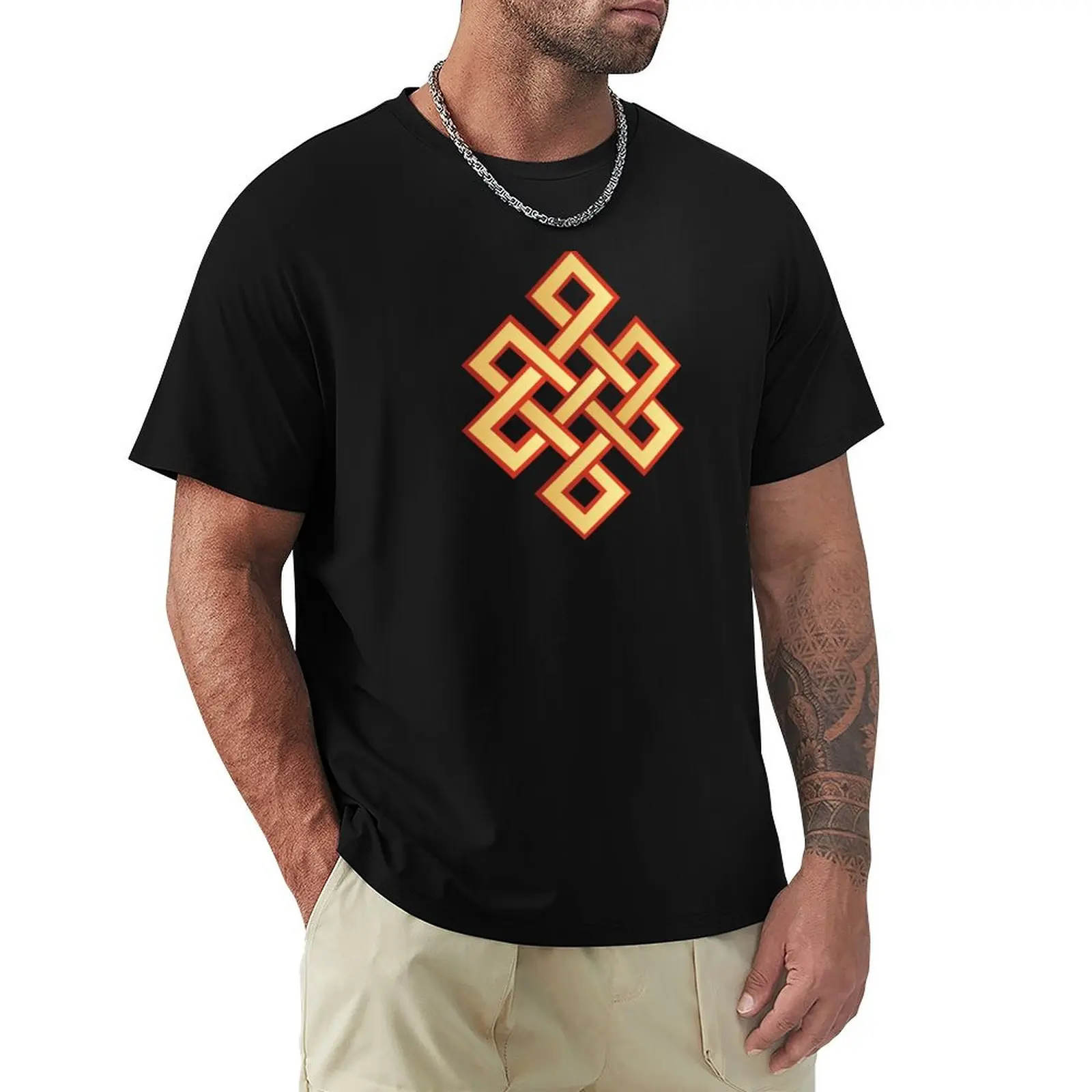 The Endless Knot (One of the Eight Symbols of Buddhism) T-Shirt Big Size Daily Wear T-Shirt