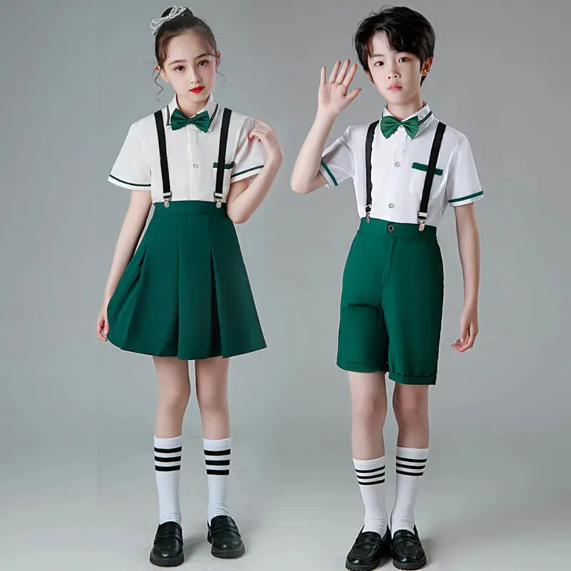 

Children Students The class Uniform Tops Boys Girls Suit Skirt Poetry Reading Chorus Kids Costumes For Daily life Stage Show