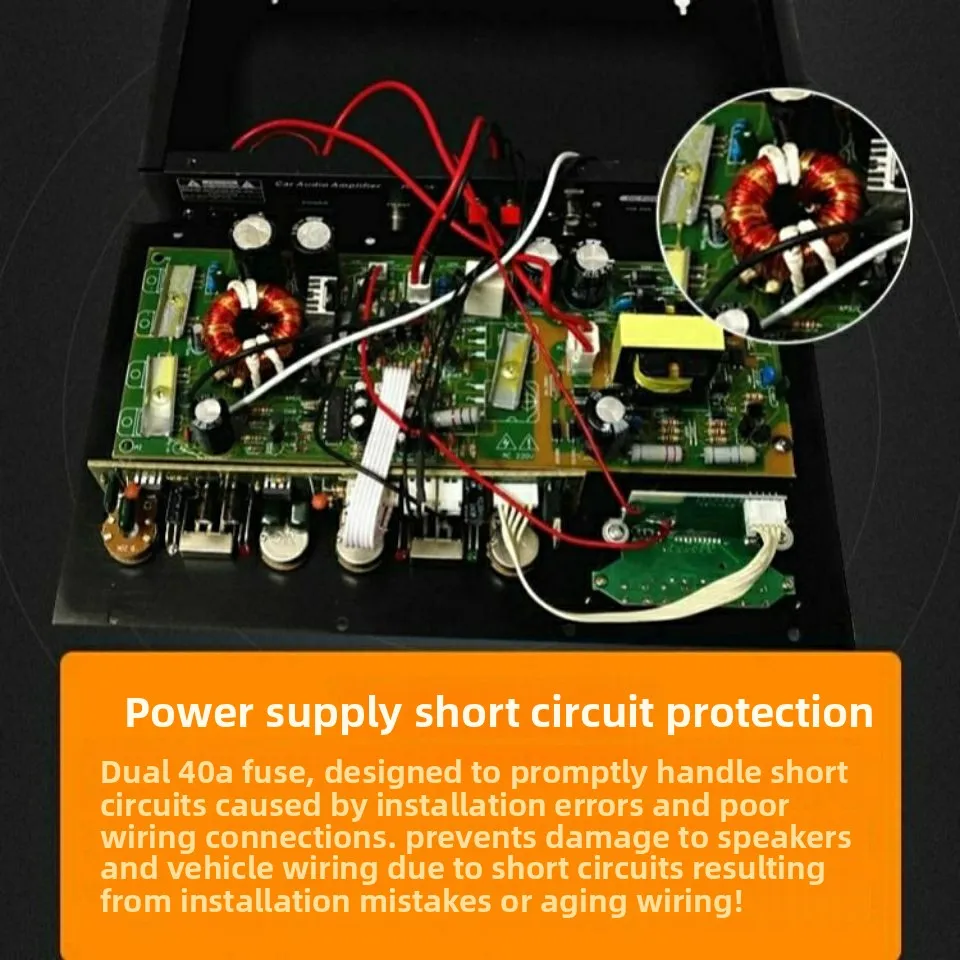 Durable Car Power Amplifier 12V220V High-power Household Car Two-channel Speaker Audio Subwoofer Bluetooth Power Amplifier