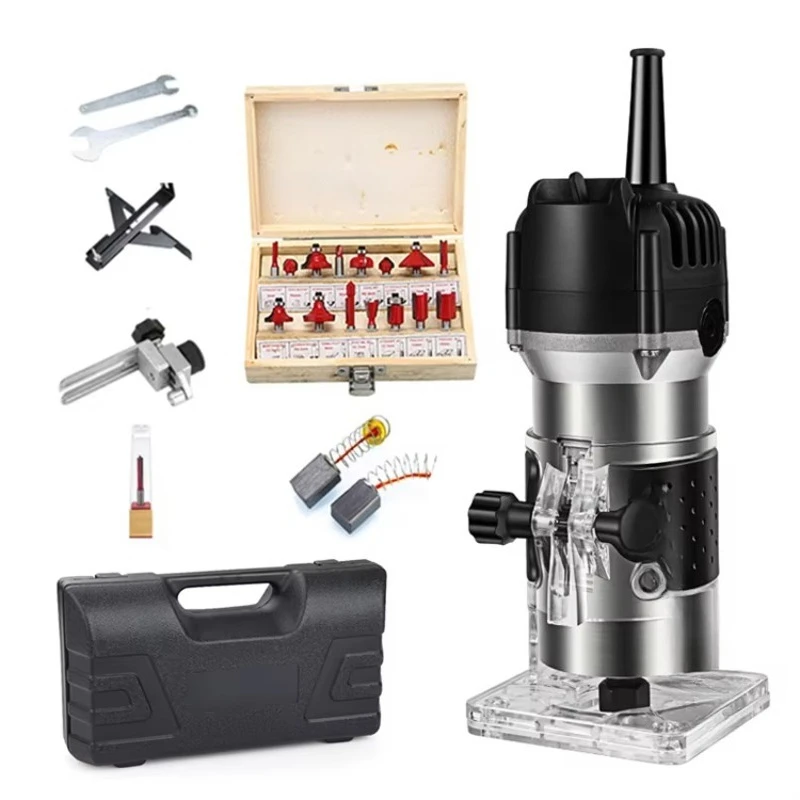 220V 1000W Woodworking Electric Trimmer Wood Milling Engraving Slotting Trimming Machine Hand Carving Router EU Plug 6.35mm