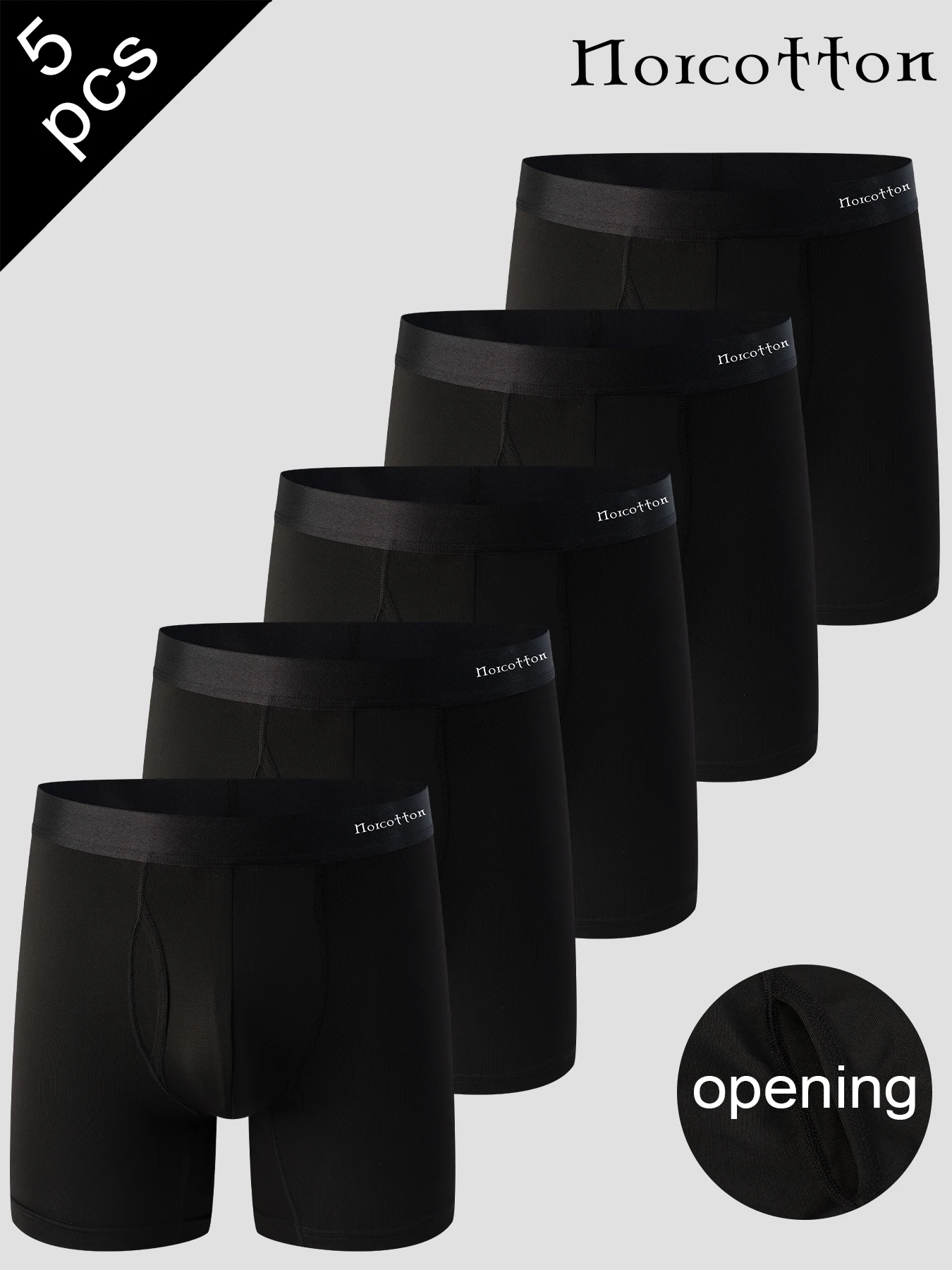 

Norcotton 5-Pack Front-Opening Men's Sports Comfortable Long Boxer Briefs