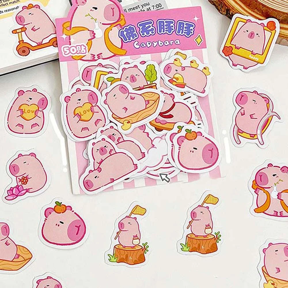 Autocollants de décoration Capybara pour scrapbooking, fournitures scolaires, autocollants d'animaux marron, jouets pour enfants, carnet de croquis