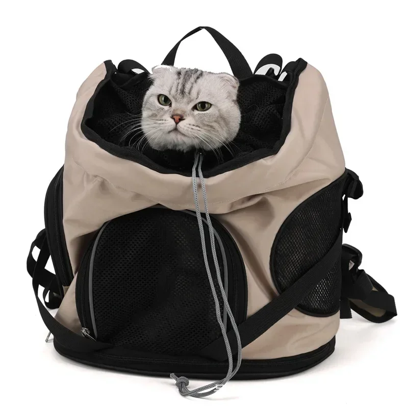 Solid Color Large Capacity Lightweight Cat Bag Go Out Portable Pet Bag Carrier Breathable Oxford Cloth Portable Pet Backpack