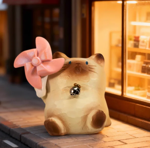 

Оригинальная коллекционная фигурка кошки-компаньона в закрытой упаковке, милый сиамский кот, украшение для рабочего стола, ручная работа, подарок на день рождения