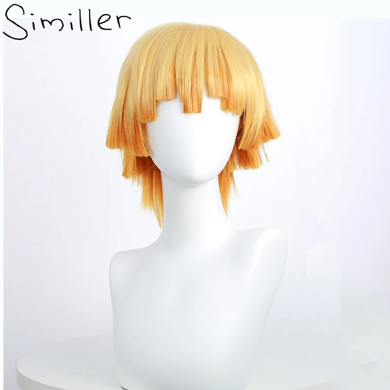 

Similler Synthetic Short Anime Wigs for Women Straight Hair Heat Resistance Yellow Cosplay Wig Pelucas