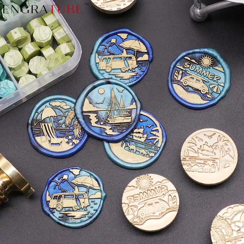 

Summer Travel Sealing Wax Seal Stamp Lake Island Beach Seaside Craft Decorative Sealing Stamp Wedding Sealing Tools Post Decor