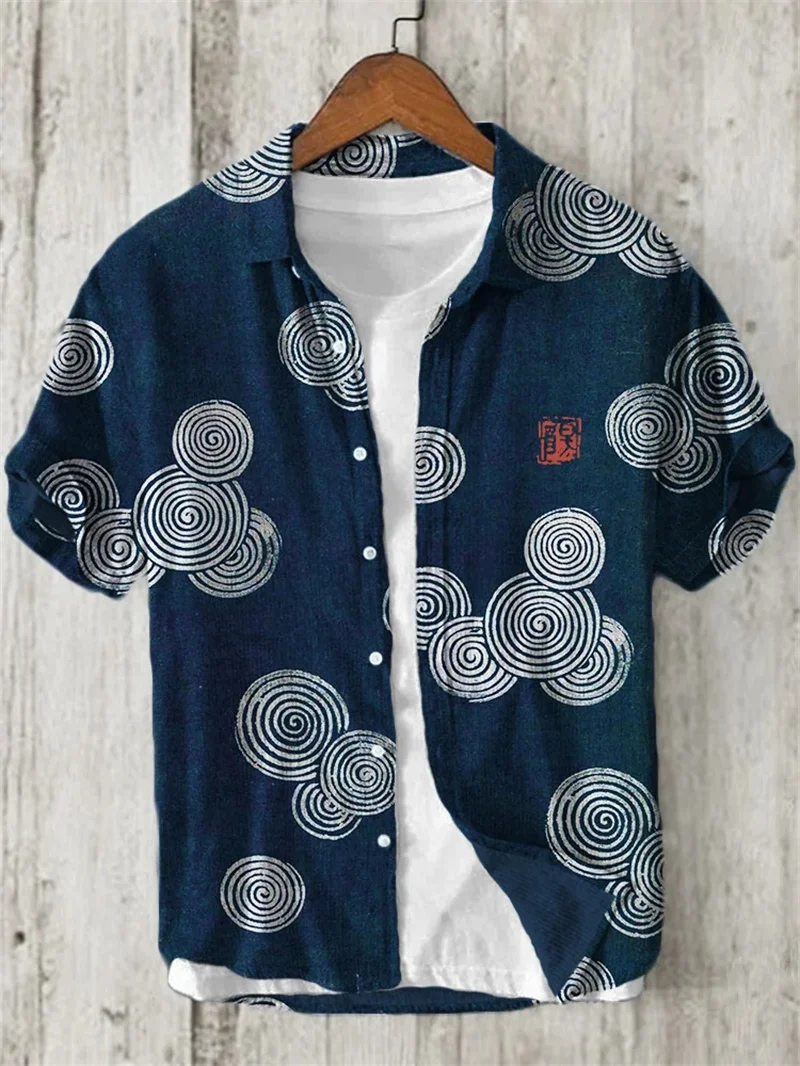 2025 Linen Men's Shirt, comfortable and breathable short-sleeve shirt design, Men's Summer Hawaiian Shirt in sizes XS-5XL.