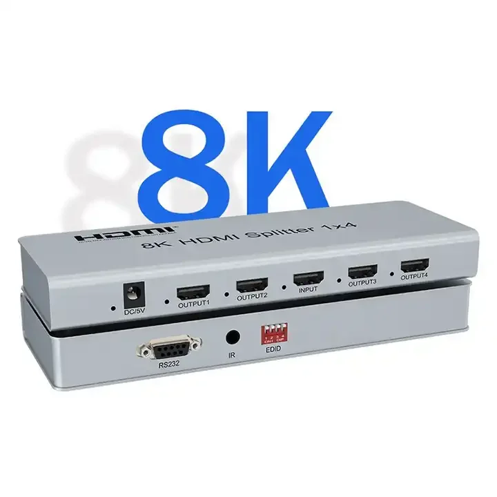 8K60Hz HDMI Splitter 1x4 HDMI2.1 HDR 3D Audio Video Converter 1 In 2 3 4 Out 4k 120hz 8K 1x2 HDMI Splitter PC To TV Dual Display