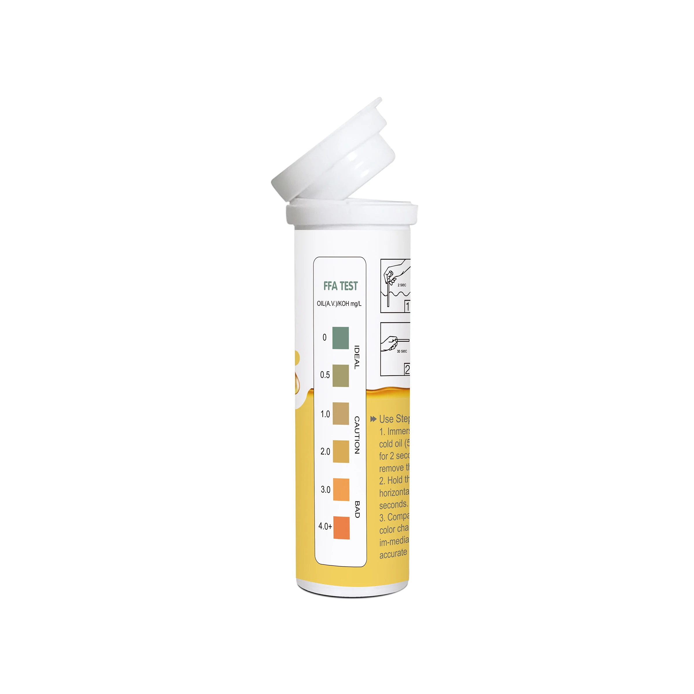 Rapid test kit cooking oil quality test strips testing for free fatty acids with 30 strips/barrel