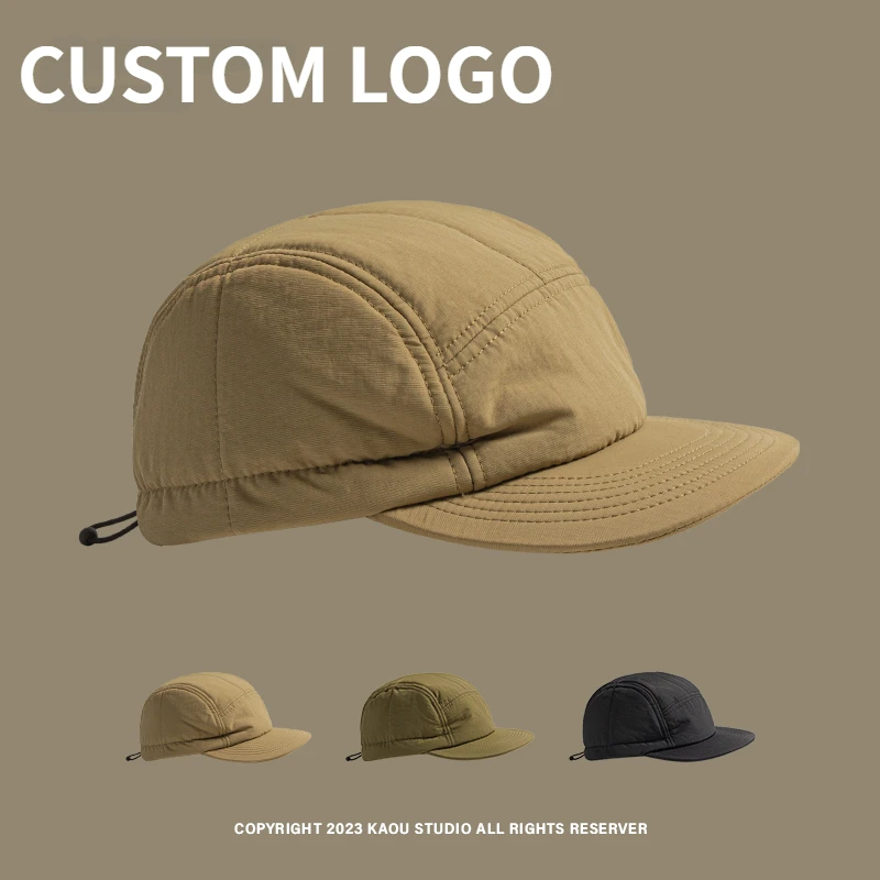 Winter New Padded Baseball Caps for Men and Women Outdoor Leisure and Warmth Retro 5-panel Flat-brimmed Hats Customizable Logo