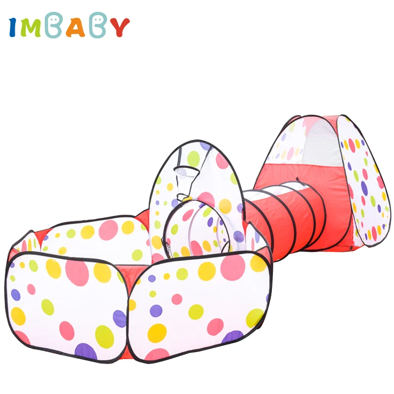 IMBABY 3 In 1 Children Balls Pool Toys Tent Crawling Tunnel Foldable Baby Ballon Playpen Kids Tent Ball Pit Baby Playground