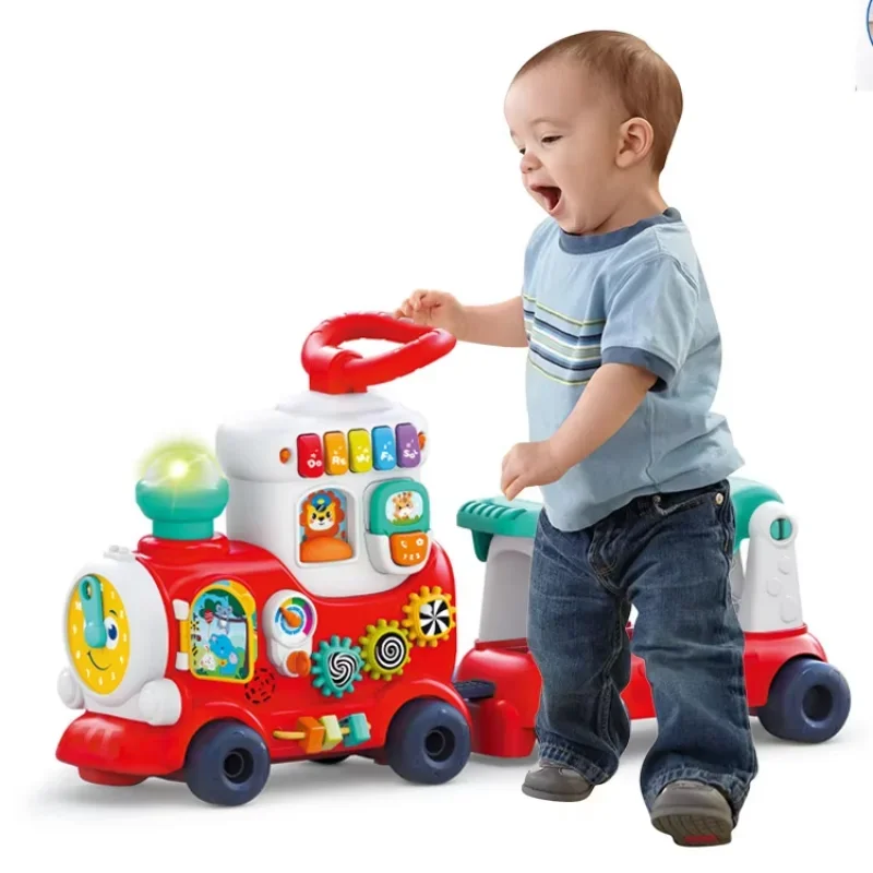 

pull-along play toys Baby Walker With Music lights 4 in 1 kids ride on toy train