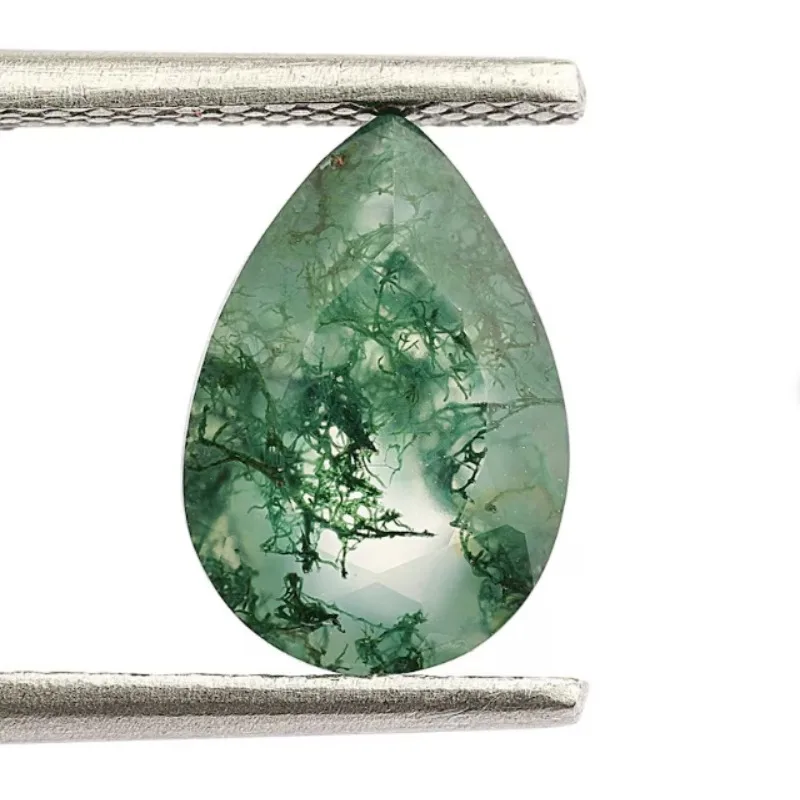 

Pear Cut Natural Green Moss Agate Faceted Calibrated Top Quality Loose Gemstone Moss Agate Pendant Ring Earrings Gift