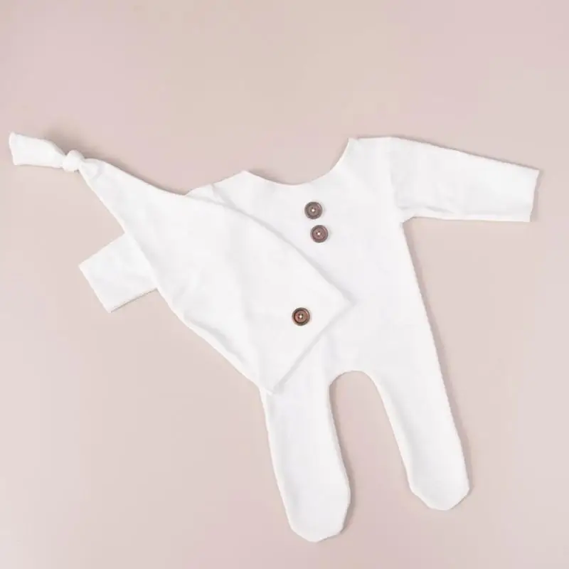 

U13F 2Pcs Baby Hat Bodysuit Set Newborn Photography Props Hats Infant Romper