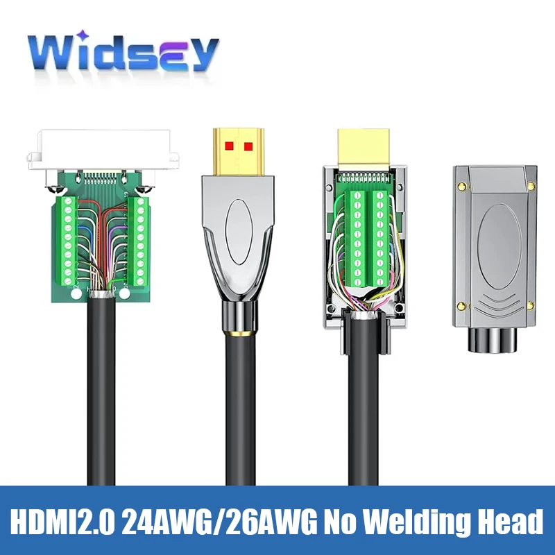 24AWG /26AWG HDMI-compatible HD Wire 2.0 Version DIY Scattered Line 4K Embedded Decor Welding Free Head HIFI Engineering Cable