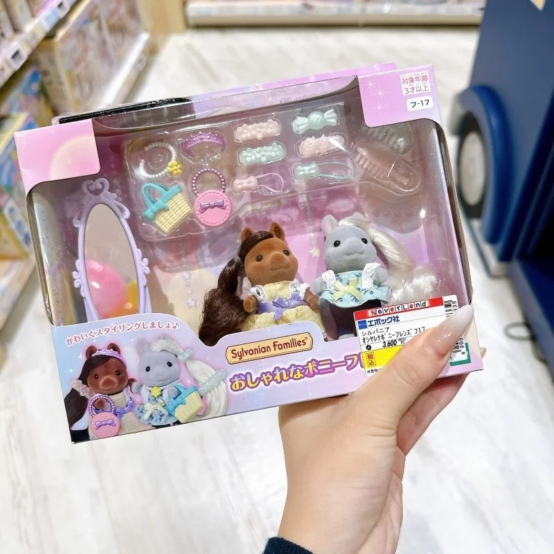 2024 original sylvanian famílias série orelha raposa gota coelho jogando casa brinquedos família anime boneca brinquedo ornamento criança presentes de natal