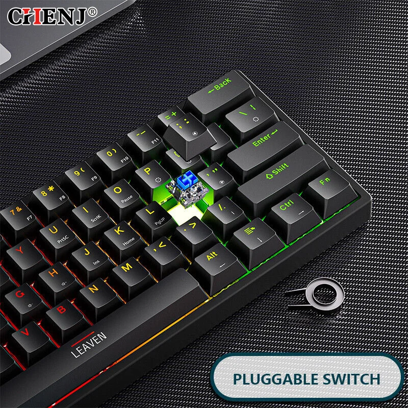 

Mini Gaming Mechanical Keyboard 61 Keys RGB Hotswap Type-C Wired Gaming Keyboard PBT Keycaps 60% Ergonomics Keyboards
