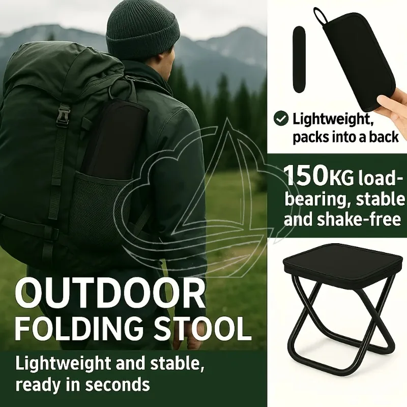 Lightweight Foldable Outdoor Chair Portable Camping Seat for Beach Fishing Garden & Travel