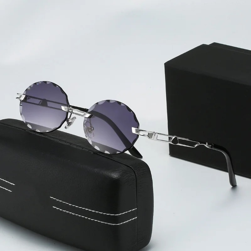 

Rimless Cut-Edge Oval Sunglasses Women Polarized UV400 Retro Hollow Design For Street Fashion Festival Daily Wear Trendy Eyewear