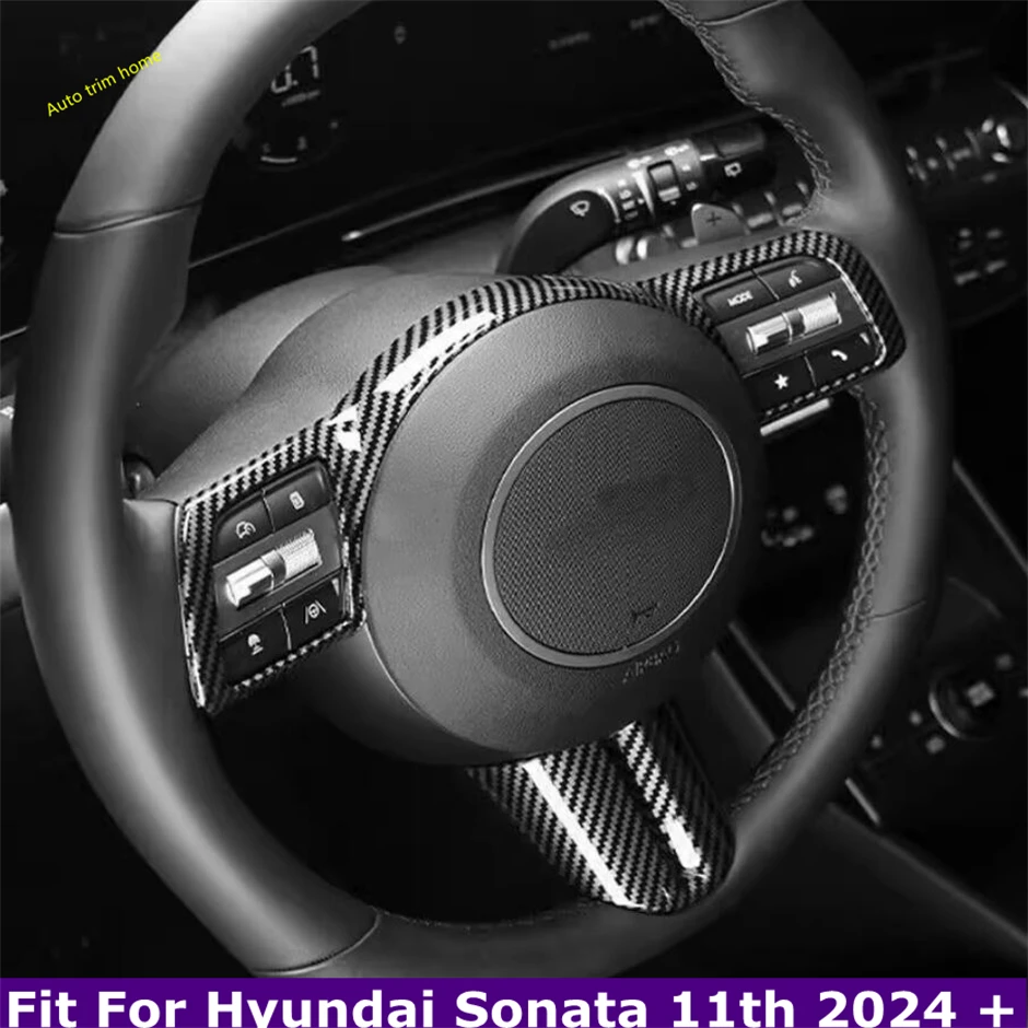 

Carbon Fiber Look Car Interior Accessories Steering Wheel Decoration Frame Cover Trim Fit For Hyundai Sonata 11th 2024 2025