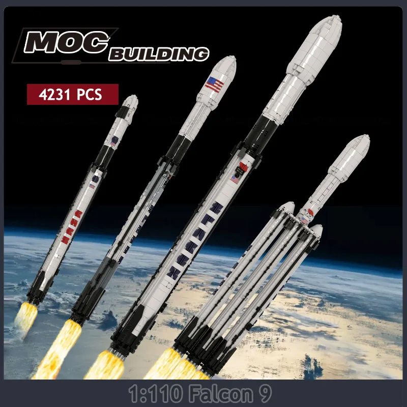 UCS Space Series Moc Building Blocks 1:110 Falcon 9 Collection Models Technology Bricks DIY Assembly Sets Science Children Toys