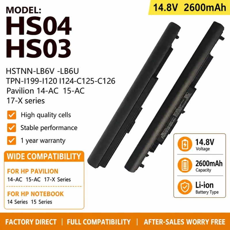 Applicable For HP TPN-C125 C126 I119 I120 I124 LB6V HS03 HS04 battery