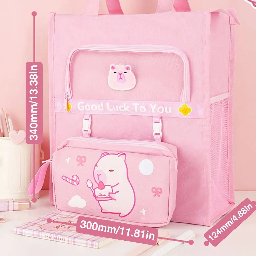 Multifunction Six-Layer Tote School Bag Capybara Waterproof Students Tutorial Bag Large-capacity Portable File Bag School Office
