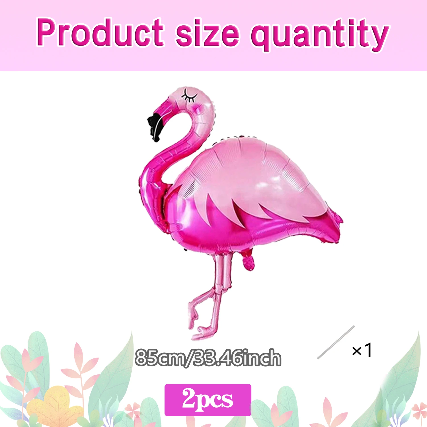 Zwei große 85cm rosa Flamingo-Folienballons aus Polyester-Aluminium, geeignet für hawaiianische Partys, Geburtstagsfeiern, Babypartys. – Detail 3