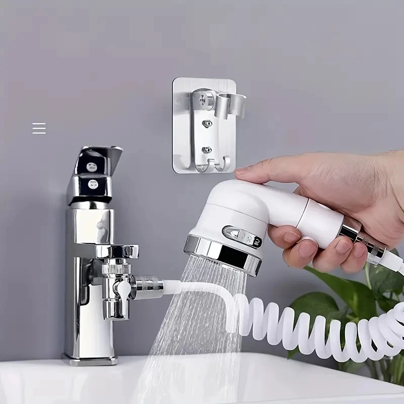 1 Set Faucet External Shower Bathroom Basin Faucet Extender External Showerhead Kitchen Handheld Flexible Hair Washing Shower