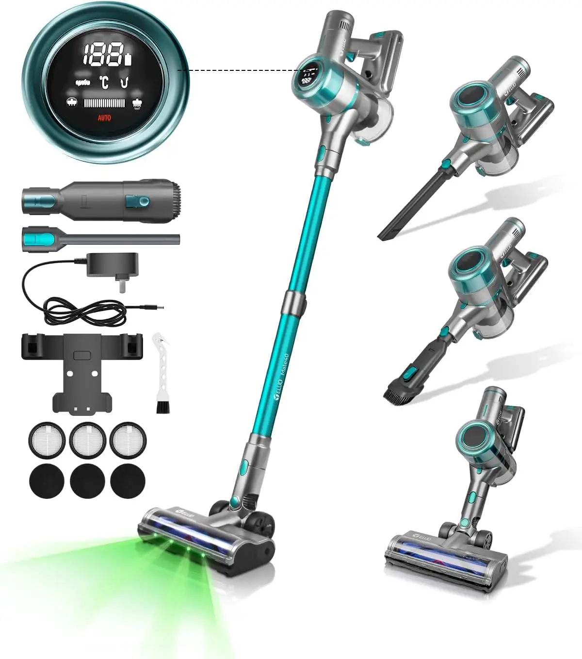 

Cordless Vacuum Cleaner, 28Kpa Vacuum Cleaners for Home, 60 Mins Runtime Stick Vacuum with Intelligent Display, Rechargeable
