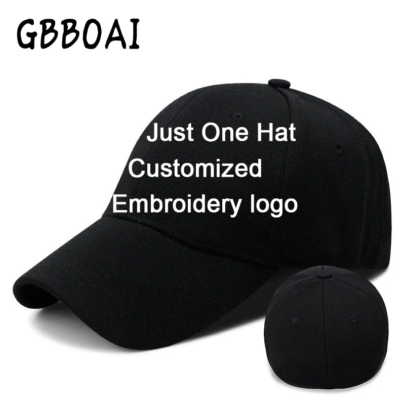 

Solid Fitted Cap Custom Logo Baseball Caps Men Text Photo Team Embroidery Bone Fully Sealed Casquette Dad Hat Snapback