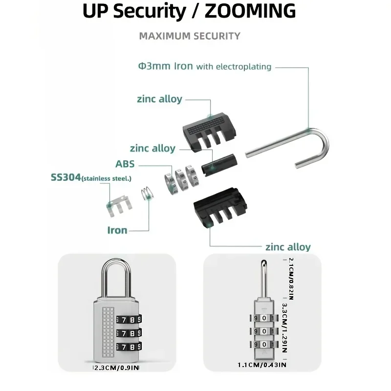 Suitcase Locks Combination Lock Luggage Luggage Box Password Padlock Three Gym Club Cabinet Padlock Safety Traveler Bag