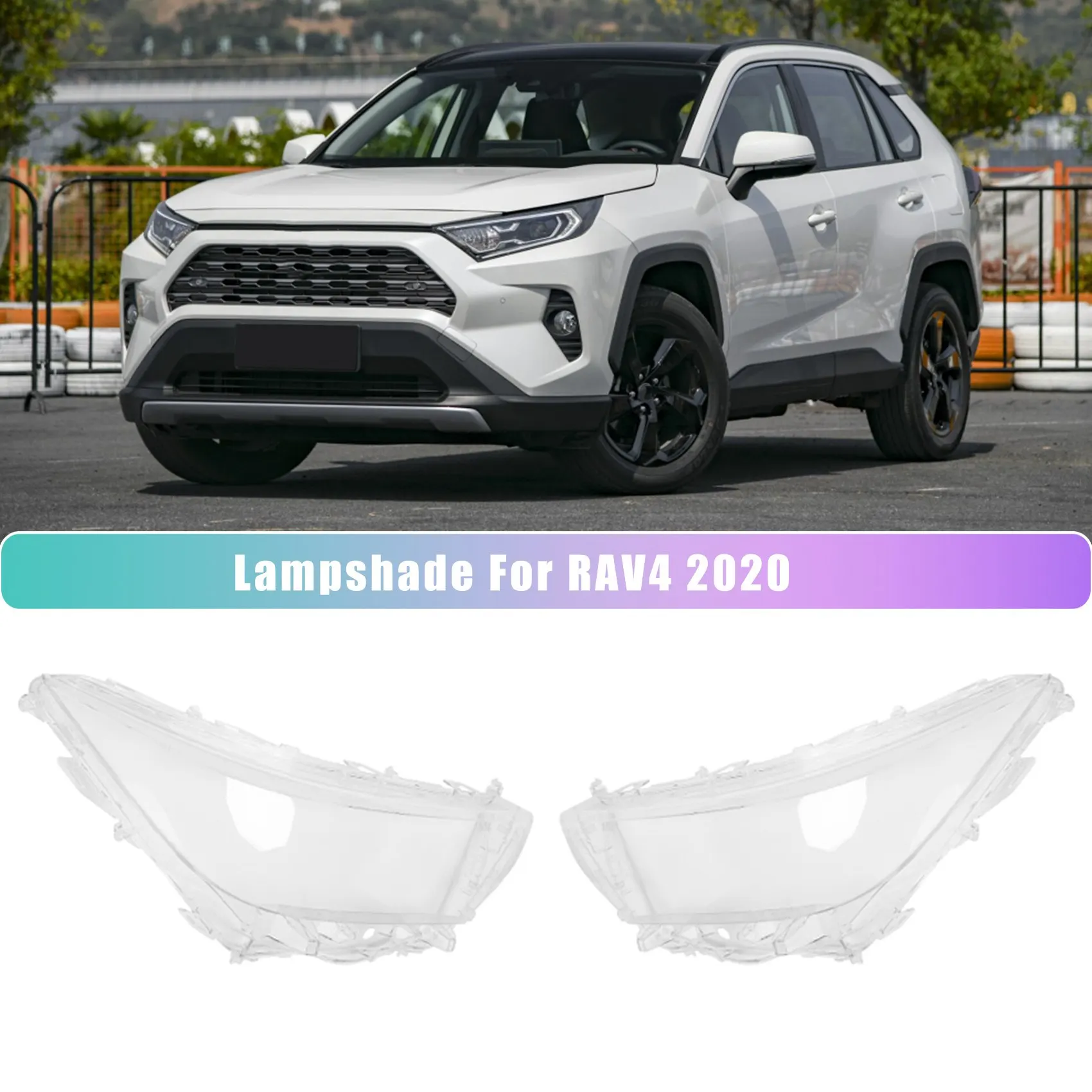 Car Headlight Cover Lens Transparent Lampshade Lamp Shade Front Headlight Glasses for Toyota RAV4 Auris 2019 2020,Left