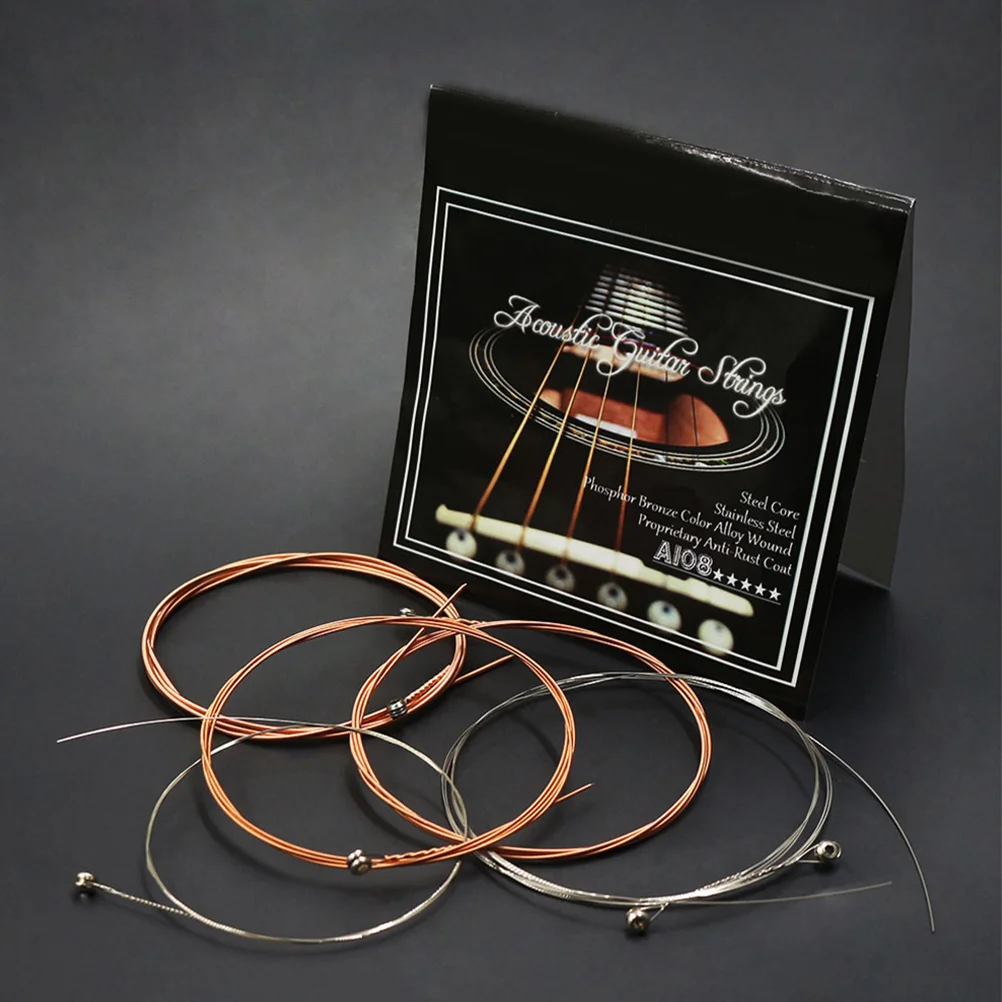 

12Pcs Acoustic Guitar Strings Metal Folk Guitar Replacements High Strength Not Easy to Break Rich Resonance Sweet Timbre