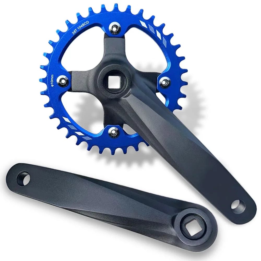 Fahrrad Vierkantloch Kettenrad 104BCD 152mm/165mm/170mm Kurbelarme 32/34/36/38/40/42T Schmales breites Kettenblatt MTB Fahrrad Kurbelgarnitur – Detail 14