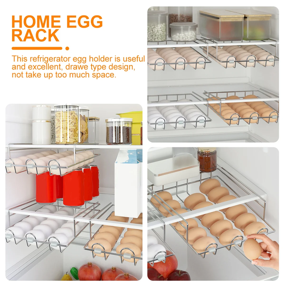 

Drawer Type Fridge Egg Rack Refrigerator Storage Organizer for Chicken Eggs Home Kitchen Cooling Convenient Holder