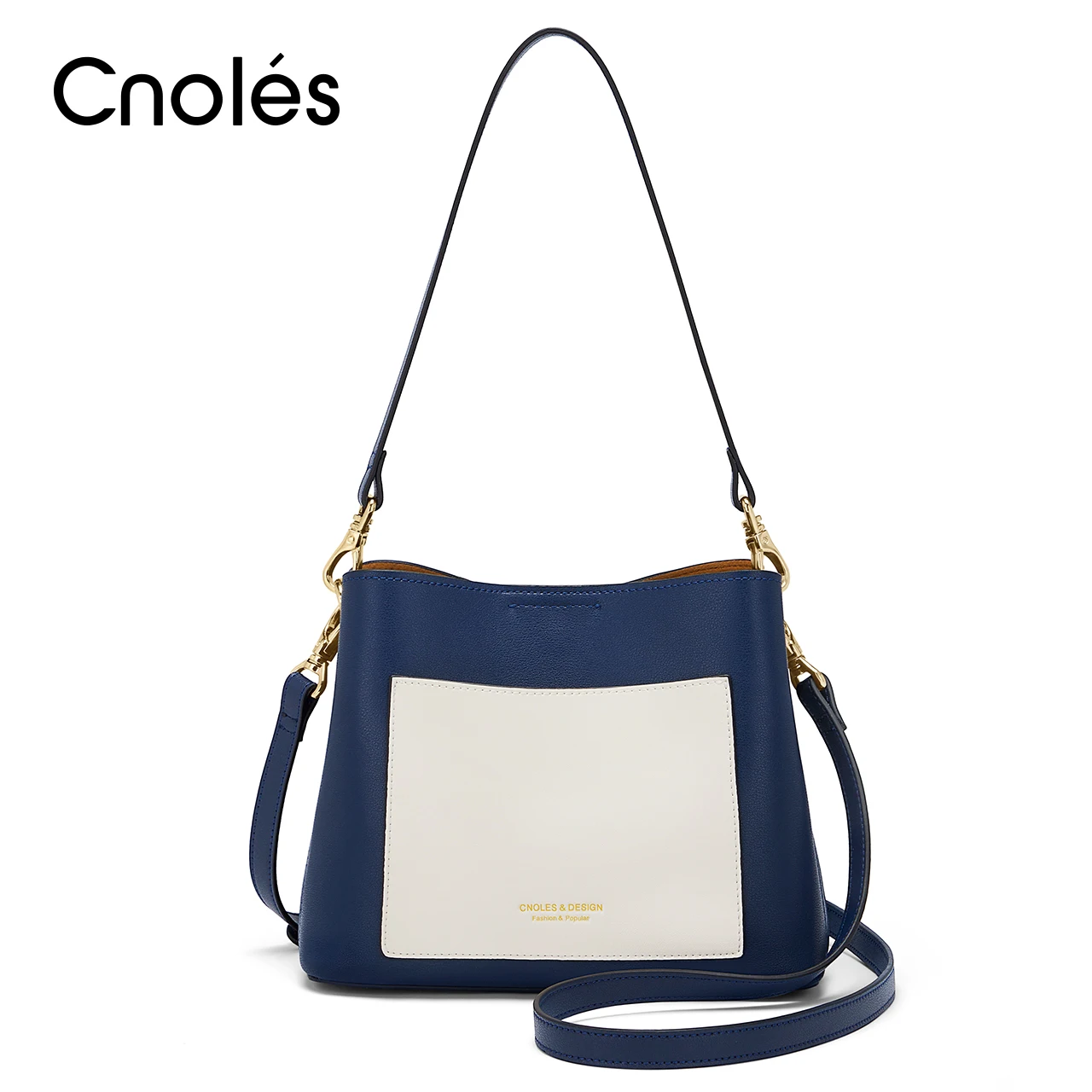 Cnoles Commuter Bucket Bags For Women Leather Crossbody Bags Fashion Simple Shoulder Bag Ladies Large Capacity Handbag