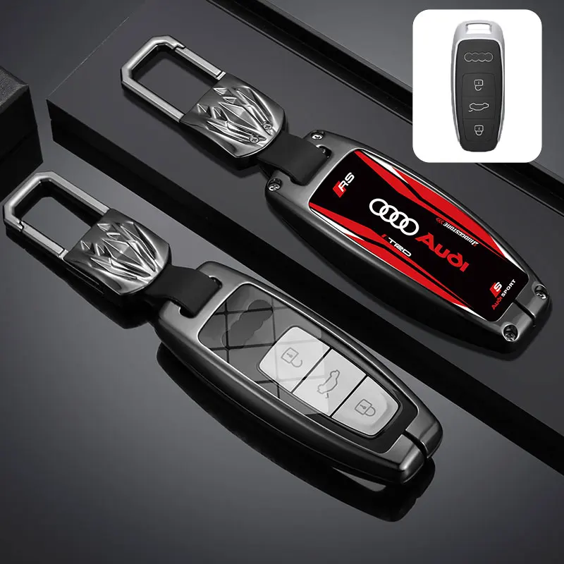 Car Remote Key Case Cover Shell Fob For Audi A3 A4 B9 A6 A7 4K A8 E-tron Q5 Q8 C8 D5 SQ8 Protector Bag Keychain Auto Accessories