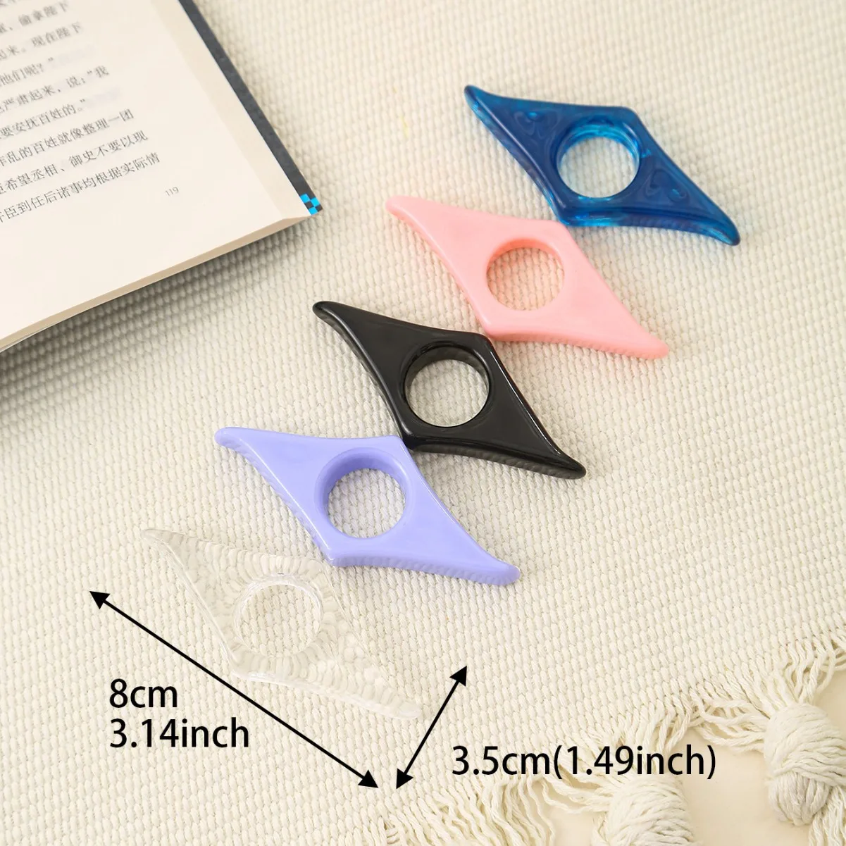 Acrylic Book Page Turner Thumb Ring, Hands Free Reading Page Holder Bookmark, Portable Study Reading Tool