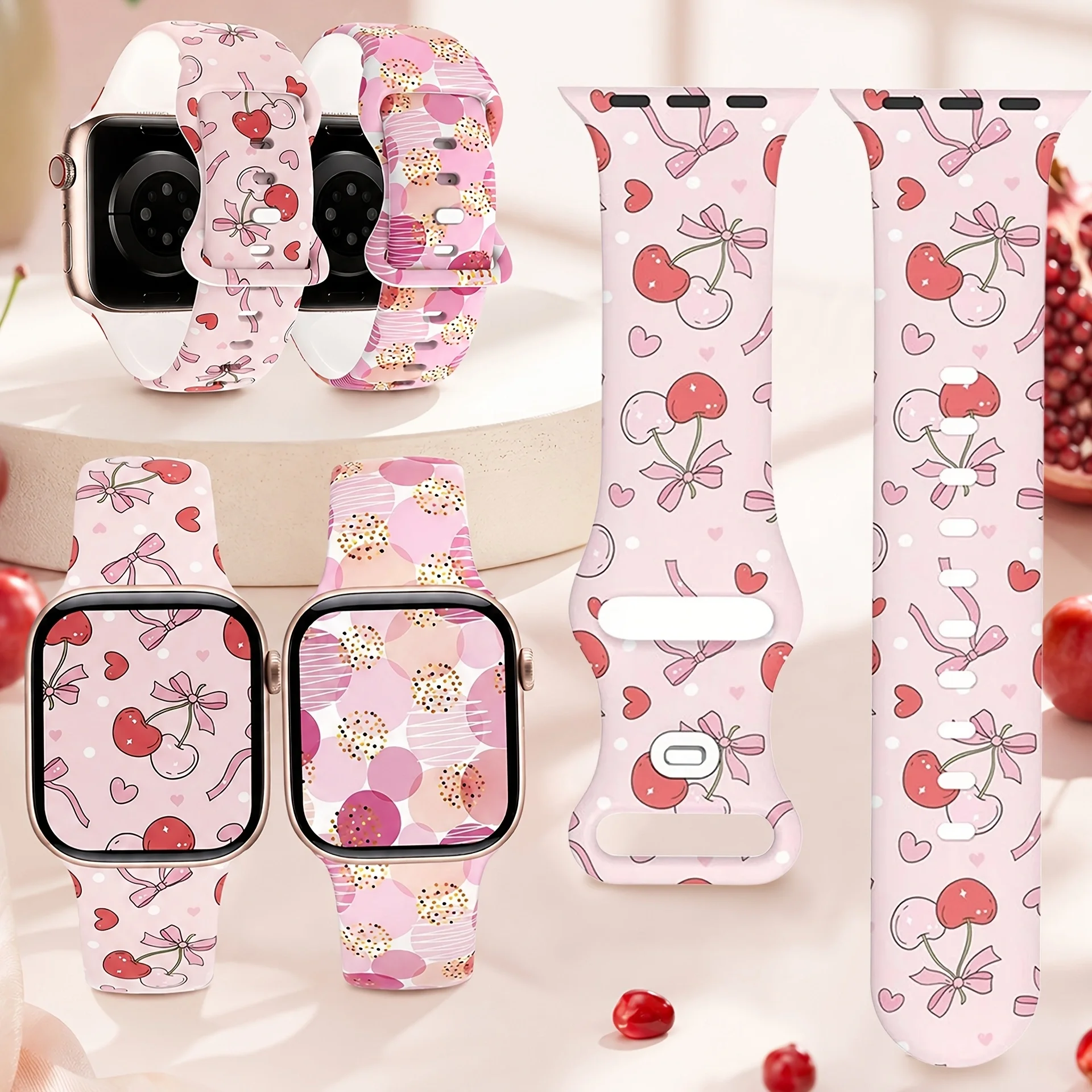 Niedliches Uhrenarmband für Apple Watch 40/41/42/44/45/46/49mm, weiches und stilvolles Silikonarmband für iWatch Series 12 11 10 987 654 SE Ultra.
