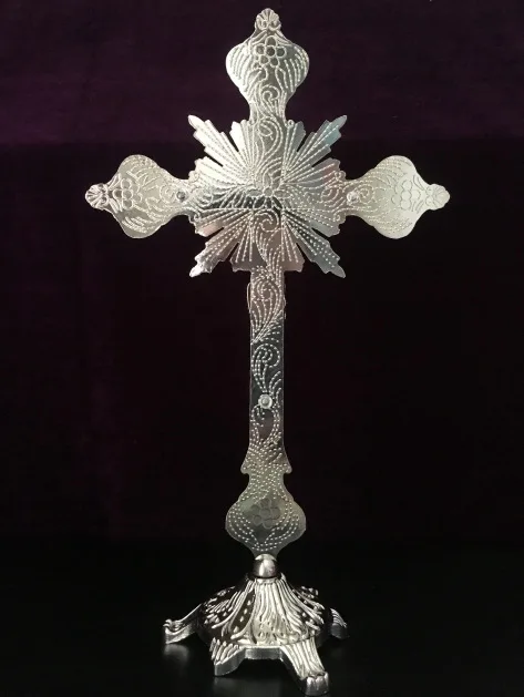 Diamond-set Baroque cross ornament