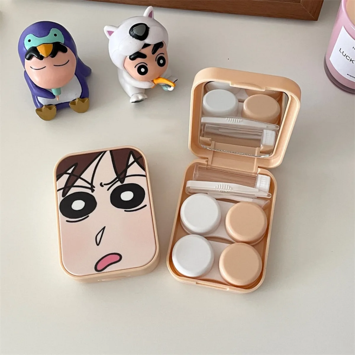 New Crayon Shin-chan Anime Figures Cartoon Contact Lens Cases Multi-Pack Storage Box Contact Lens Case Eyewear Accessories Gift view 3