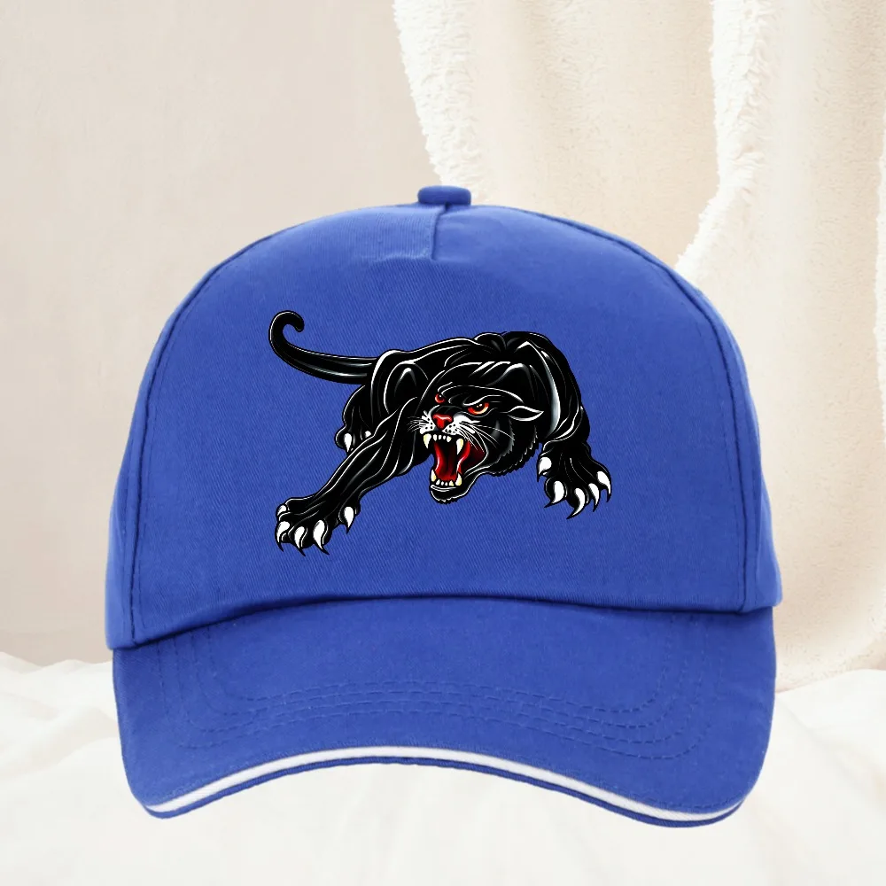 Angry Fighting Black Panther Cartoon-Baseballkappe, Freizeit-Trucker-Kappen, Unisex, verstellbarer Sonnenhut zum Angeln im Freien – Detail 3